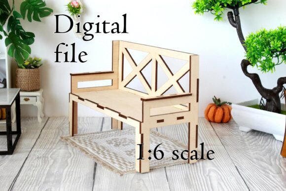 Download Miniature Sofa 1:6 Scale Digital File - Digital file Collection